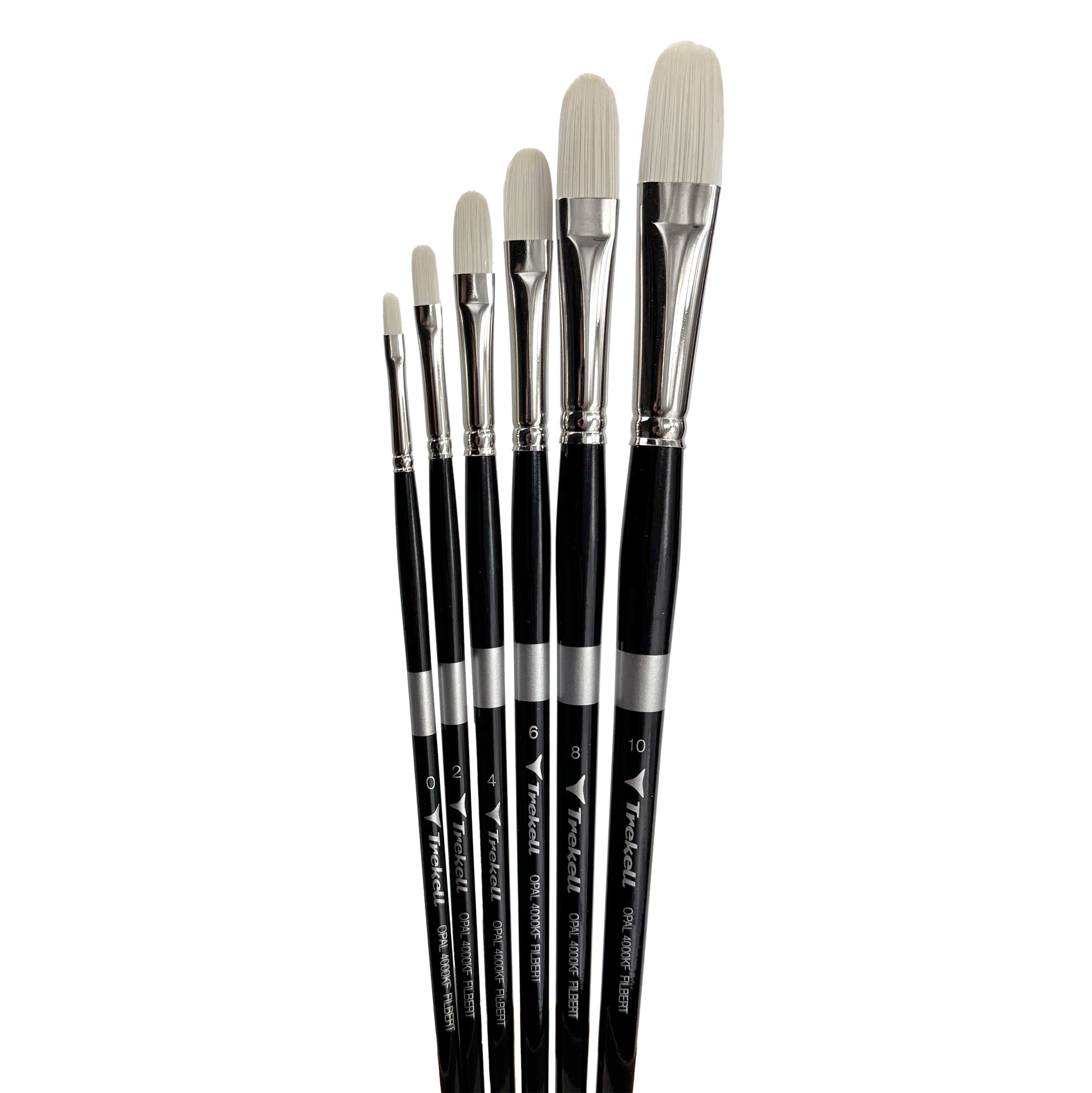Trekell Opal Synthetic Hog Bristle Long Handle Artist Brush, Complete Set, Filbert,  ideal for Watercolor, Oil, and Acrylic Painting