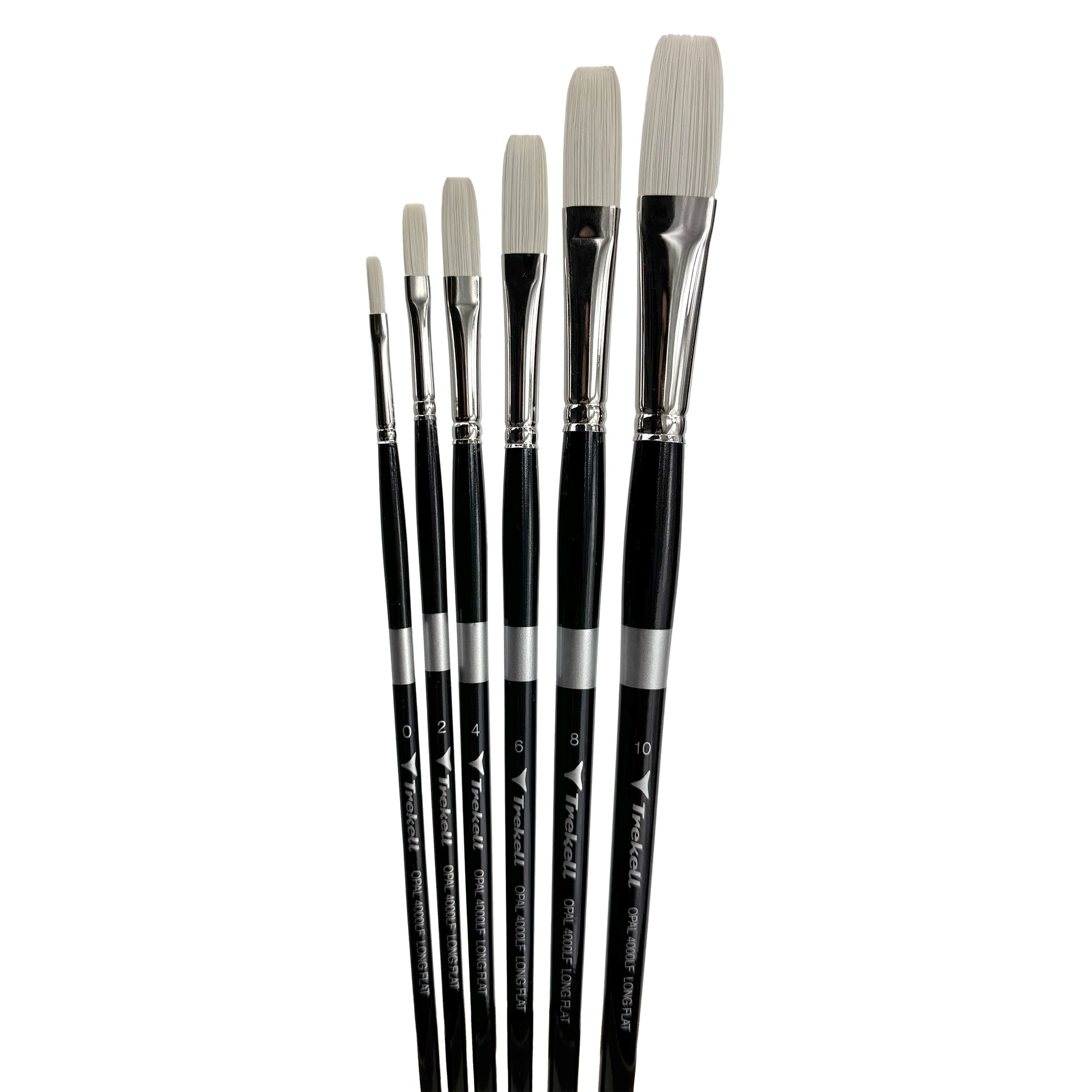 Trekell Opal Synthetic Hog Bristle Long Handle Artist Brush, Complete Set, Long Flat,  ideal for Watercolor, Oil, and Acrylic Painting
