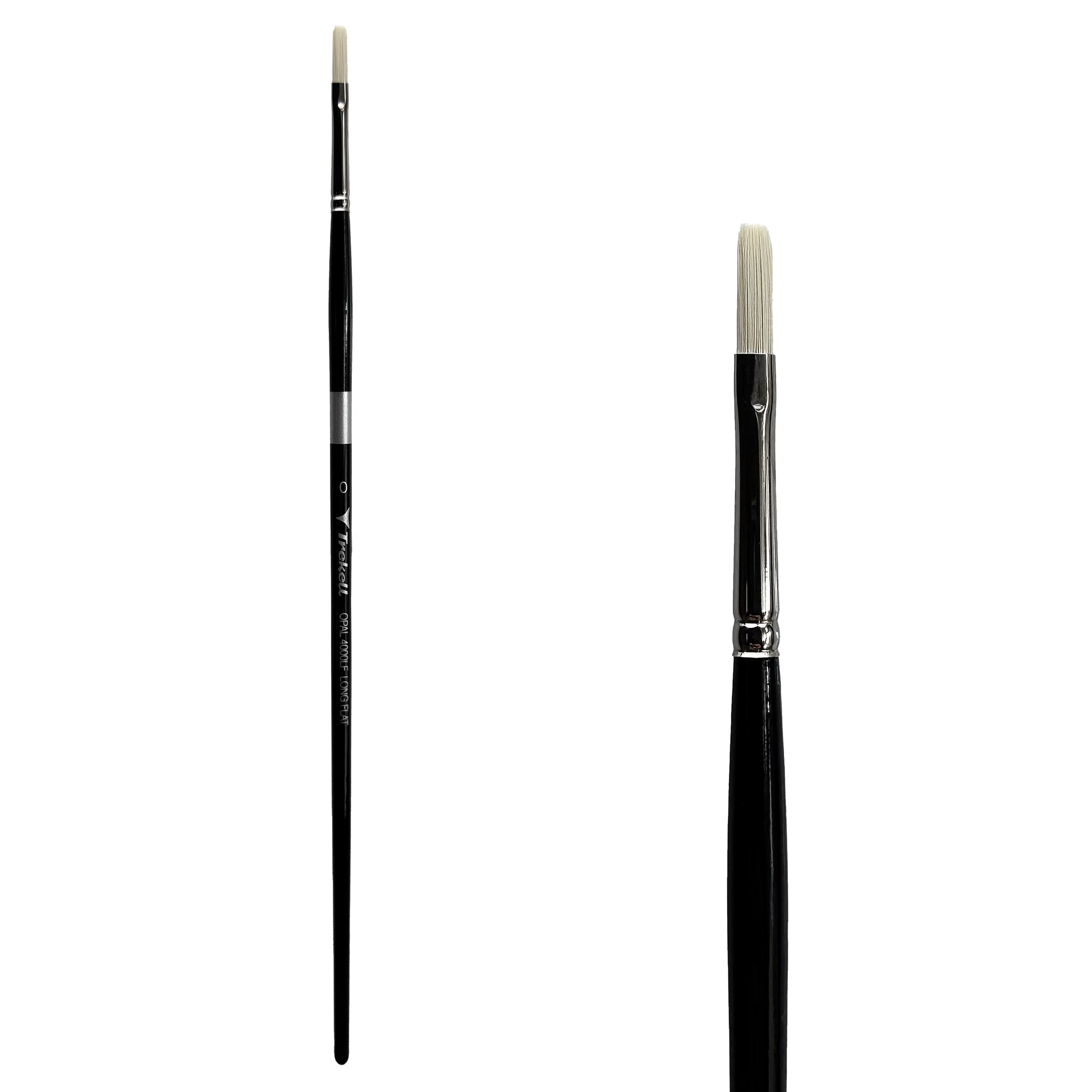 TrekellOpal Synthetic Hog Bristle Long Handle Artist Brush, size #0 Long Flat, ideal for Watercolor, Oil, and Acrylic Painting
