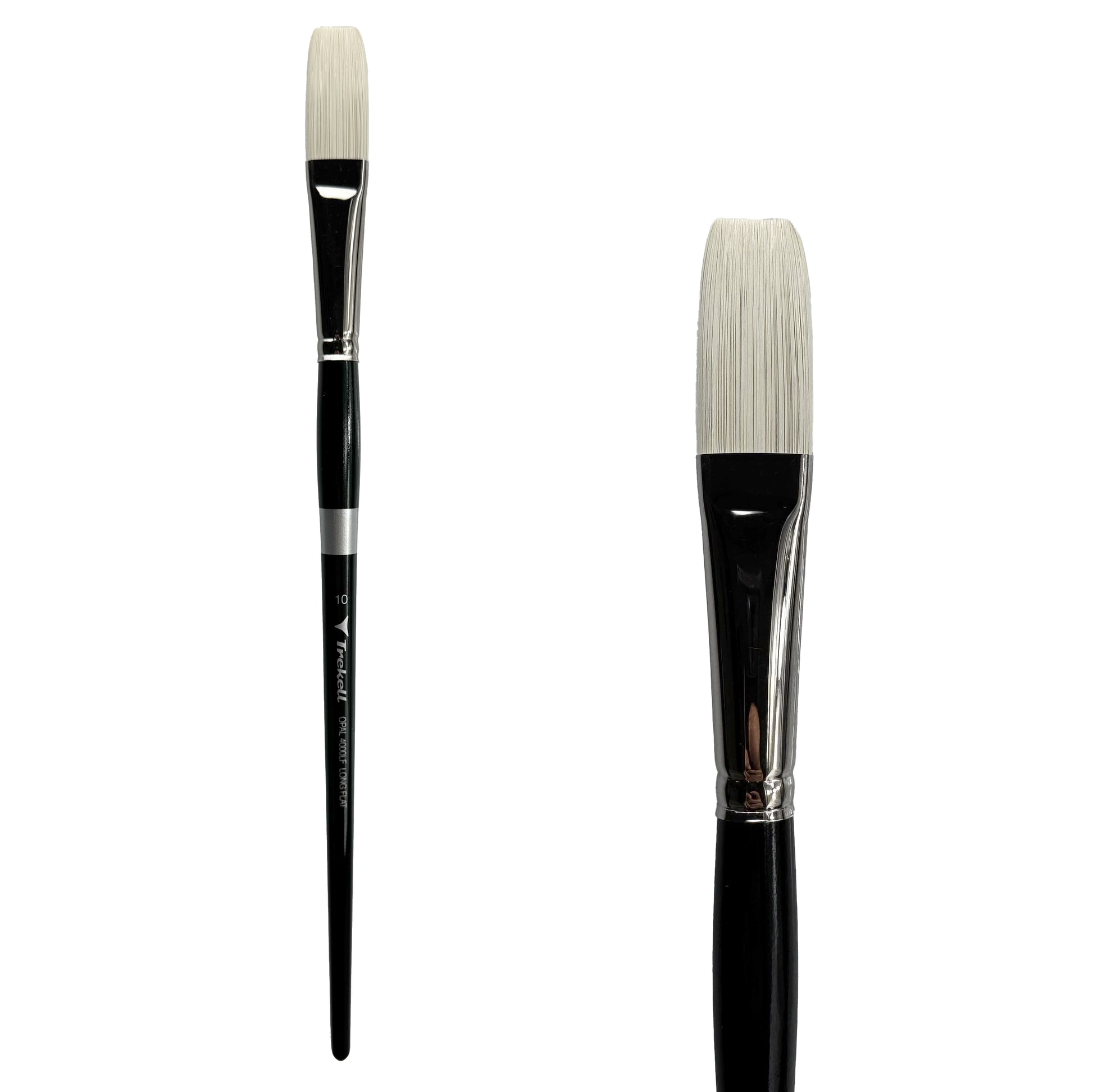TrekellOpal Synthetic Hog Bristle Long Handle Artist Brush, size #10 Long Flat, ideal for Watercolor, Oil, and Acrylic Painting