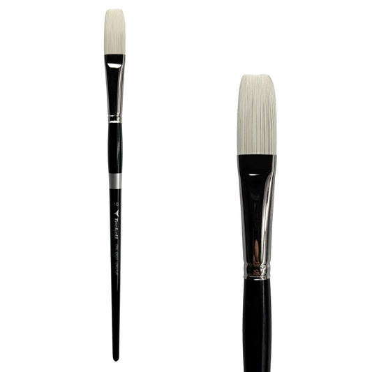 TrekellOpal Synthetic Hog Bristle Long Handle Artist Brush, size #10 Long Flat, ideal for Watercolor, Oil, and Acrylic Painting