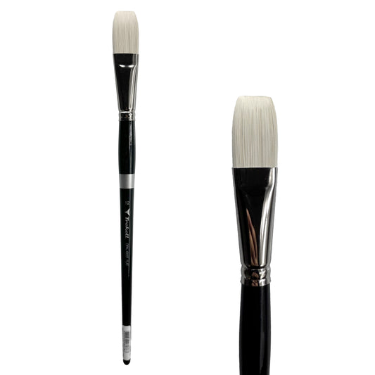 Trekell Opal Synthetic Hog Bristle Long Handle Artist Brush, size #12 Flat, ideal for Watercolor, Oil, and Acrylic Painting