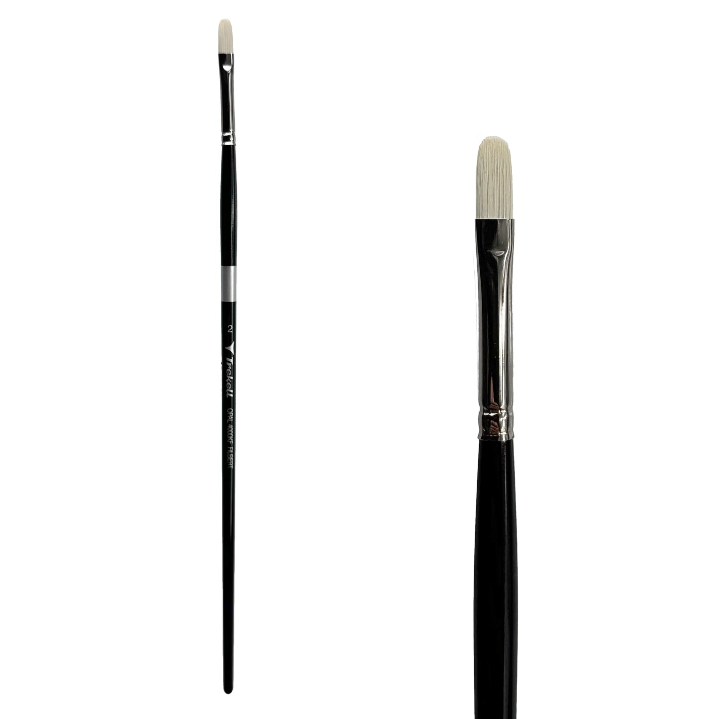 Trekell Opal Synthetic Hog Bristle Long Handle Artist Brush, size #2 Filbert, ideal for Watercolor, Oil, and Acrylic Painting