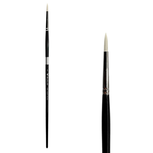 TrekellOpal Synthetic Hog Bristle Long Handle Artist Brush, size #2 Round, ideal for Watercolor, Oil, and Acrylic Painting