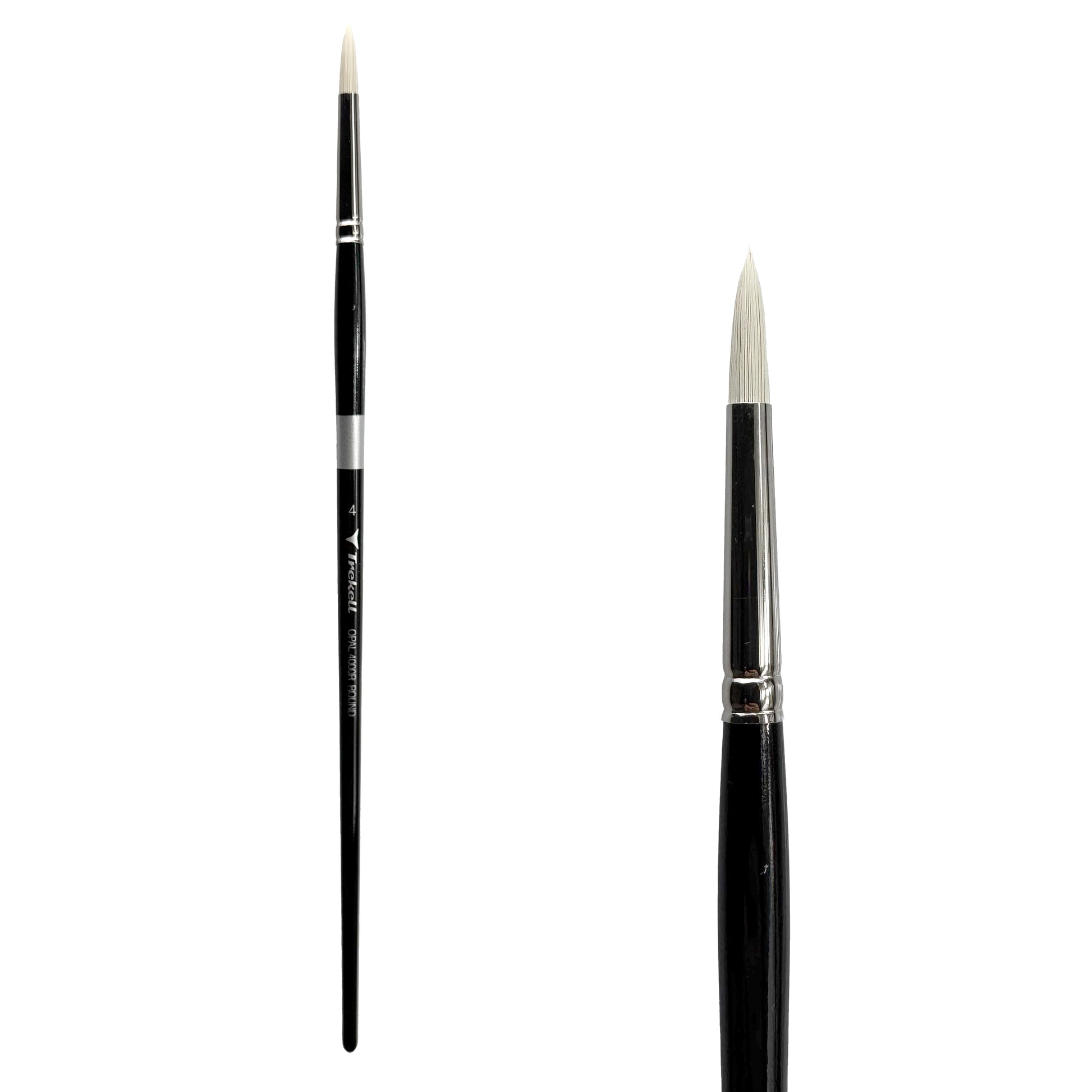 TrekellOpal Synthetic Hog Bristle Long Handle Artist Brush, size #4 Round, ideal for Watercolor, Oil, and Acrylic Painting