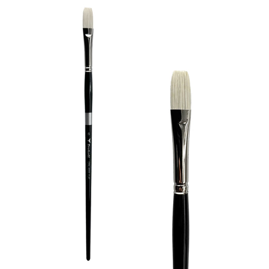 Trekell Opal Synthetic Hog Bristle Long Handle Artist Brush, size #6 Flat, ideal for Watercolor, Oil, and Acrylic Painting