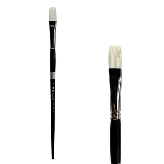 Trekell Opal Synthetic Hog Bristle Long Handle Artist Brush, size #8 Flat, ideal for Watercolor, Oil, and Acrylic Painting