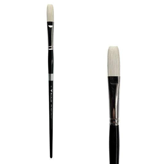 Trekell Opal Synthetic Hog Bristle Long Handle Artist Brush, size #8 Long Flat, ideal for Watercolor, Oil, and Acrylic Painting
