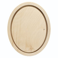 Trekell 6" × 8" oval floater wood panel made from 1/2" Baltic birch with 1/4" routed gap and 1/2" frame edge, pre-sanded smooth surface with keyhole backing, ready for sealing and priming for multiple painting media.
