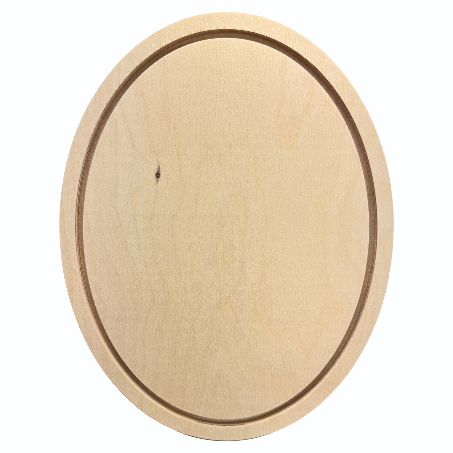 Trekell 9" x 12" oval floater wood panel made from 1/2" Baltic birch with 1/4" routed gap and 1/2" frame edge, pre-sanded smooth surface with keyhole backing, ready for sealing and priming for multiple painting media.