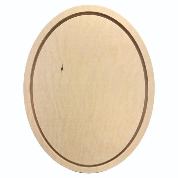 Trekell 9" x 12" oval floater wood panel made from 1/2" Baltic birch with 1/4" routed gap and 1/2" frame edge, pre-sanded smooth surface with keyhole backing, ready for sealing and priming for multiple painting media.