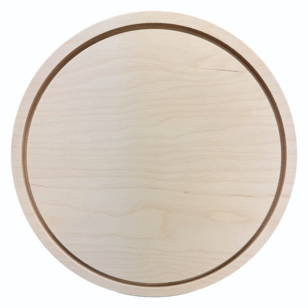 Trekell 12" round floater wood panel made from 1/2" Baltic birch with routed 1/4" gap and 1/2" frame edge, pre-sanded smooth surface with keyhole backing, ready for sealing and priming for multiple painting media.
