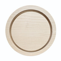Trekell 5" round floater wood panel made from 1/2" Baltic birch with routed 1/4" gap and 1/2" frame edge, pre-sanded smooth surface with keyhole backing, ready for sealing and priming for multiple painting media.
