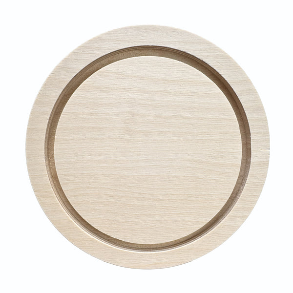 Trekell 5" round floater wood panel made from 1/2" Baltic birch with routed 1/4" gap and 1/2" frame edge, pre-sanded smooth surface with keyhole backing, ready for sealing and priming for multiple painting media.