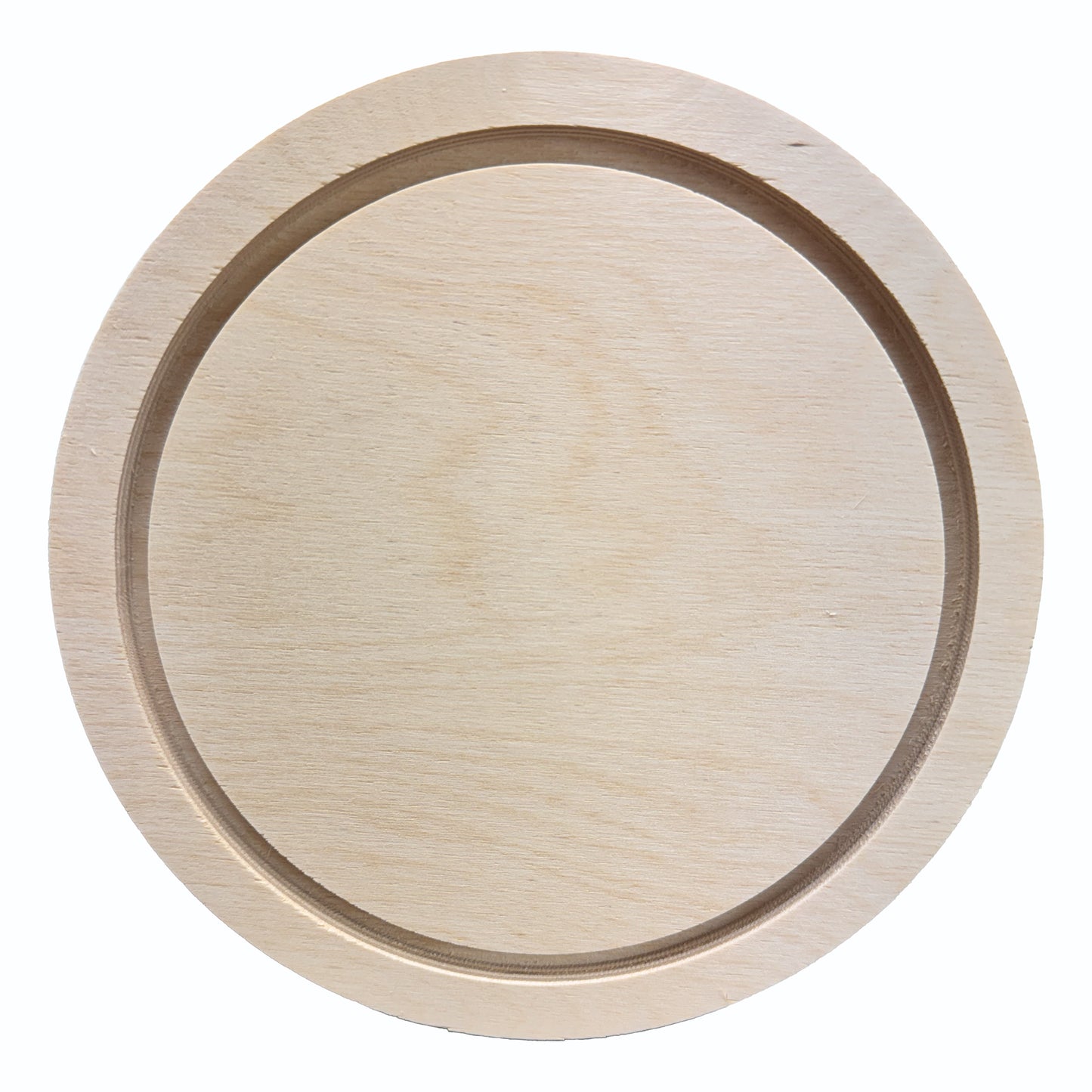 Trekell 6" round floater wood panel made from 1/2" Baltic birch with routed 1/4" gap and 1/2" frame edge, pre-sanded smooth surface with keyhole backing, ready for sealing and priming for multiple painting media.