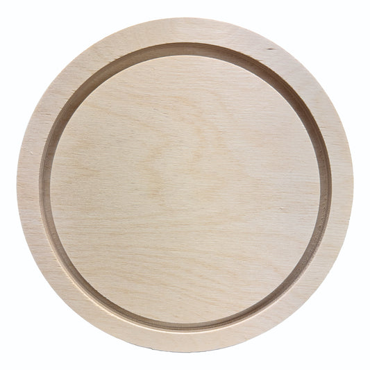 Trekell 6" round floater wood panel made from 1/2" Baltic birch with routed 1/4" gap and 1/2" frame edge, pre-sanded smooth surface with keyhole backing, ready for sealing and priming for multiple painting media.