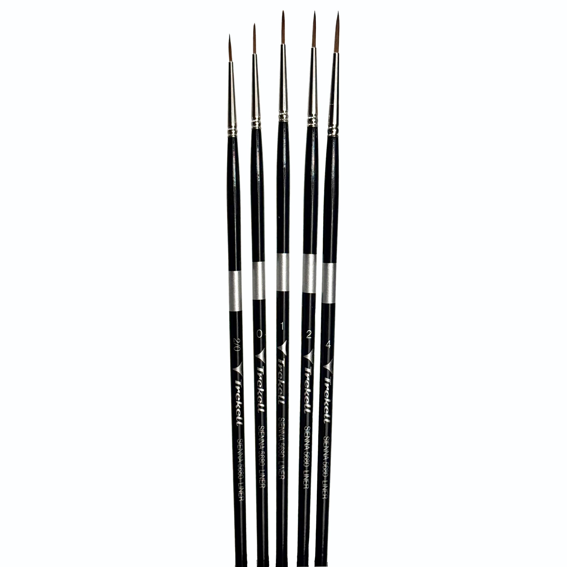 Trekell Sienna Synthetic Red Sable Long Handle Artist Brush, complete set  Liner, is high-quality brush features synthetic red sable bristles that mimic natural sable, perfect for oil, watercolor, and acrylic painting.