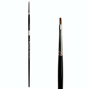 Trekell Sienna Synthetic Red Sable Long Handle Artist Brush, size #0 Bright, is high-quality brush features synthetic red sable bristles that mimic natural sable, perfect for oil, watercolor, and acrylic painting.