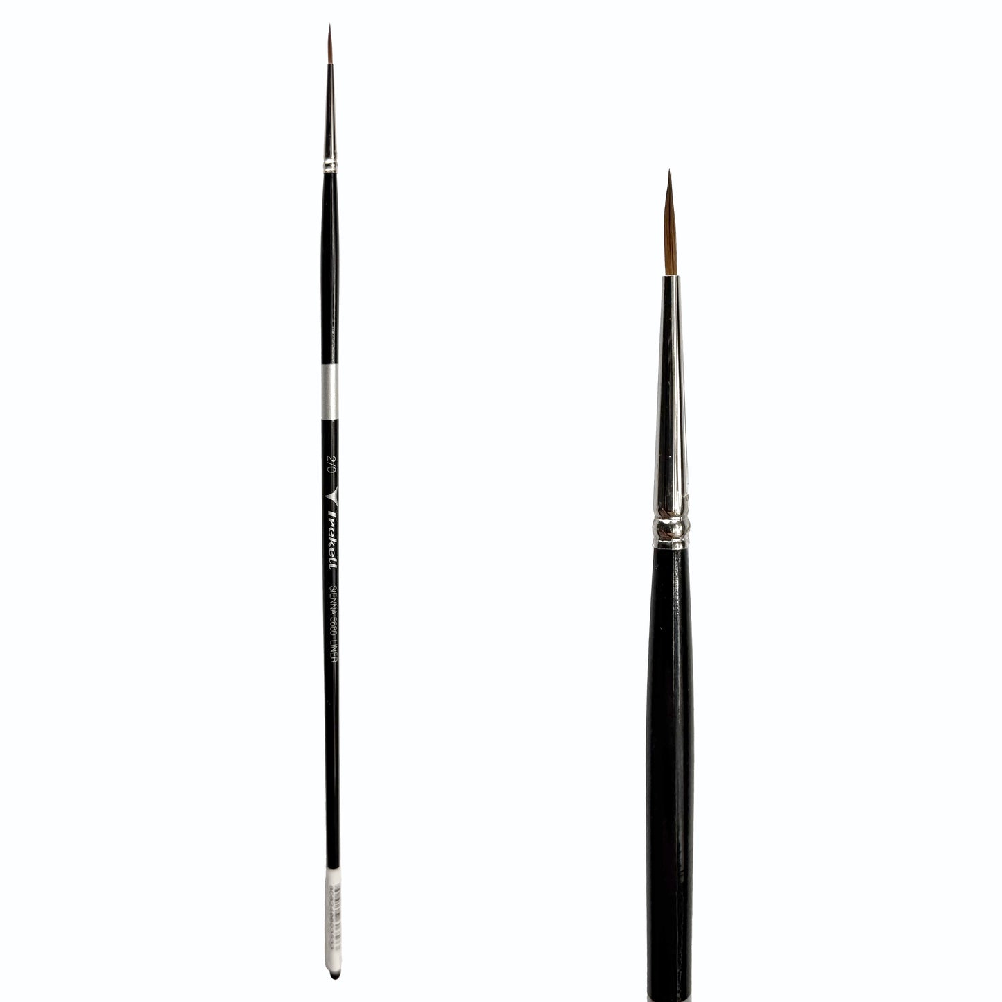 Trekell Sienna Synthetic Red Sable Long Handle Artist Brush, size #2/0 Liner, is high-quality brush features synthetic red sable bristles that mimic natural sable, perfect for oil, watercolor, and acrylic painting.