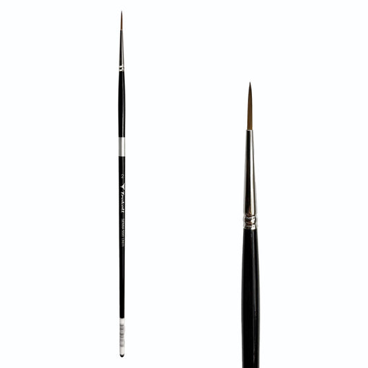 Trekell Sienna Synthetic Red Sable Long Handle Artist Brush, size #2 Liner, is high-quality brush features synthetic red sable bristles that mimic natural sable, perfect for oil, watercolor, and acrylic painting.