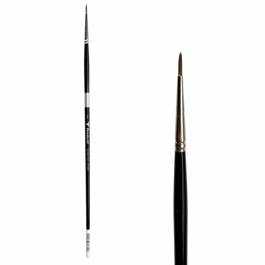 Trekell Sienna Synthetic Red Sable Long Handle Artist Brush, size #2 Round, is high-quality brush features synthetic red sable bristles that mimic natural sable, perfect for oil, watercolor, and acrylic painting.