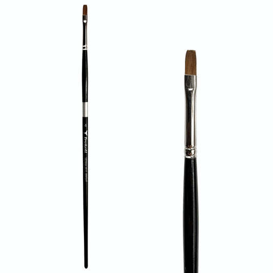 Trekell Sienna Synthetic Red Sable Long Handle Artist Brush, size #4 Bright, is high-quality brush features synthetic red sable bristles that mimic natural sable, perfect for oil, watercolor, and acrylic painting.