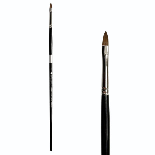 Trekell Sienna Synthetic Red Sable Long Handle Artist Brush, size #4 Cat's Tongue, is high-quality brush features synthetic red sable bristles that mimic natural sable, perfect for oil, watercolor, and acrylic painting.