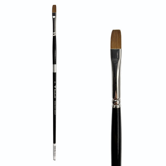 Trekell Sienna Synthetic Red Sable Long Handle Artist Brush, size #8 Bright, is high-quality brush features synthetic red sable bristles that mimic natural sable, perfect for oil, watercolor, and acrylic painting.