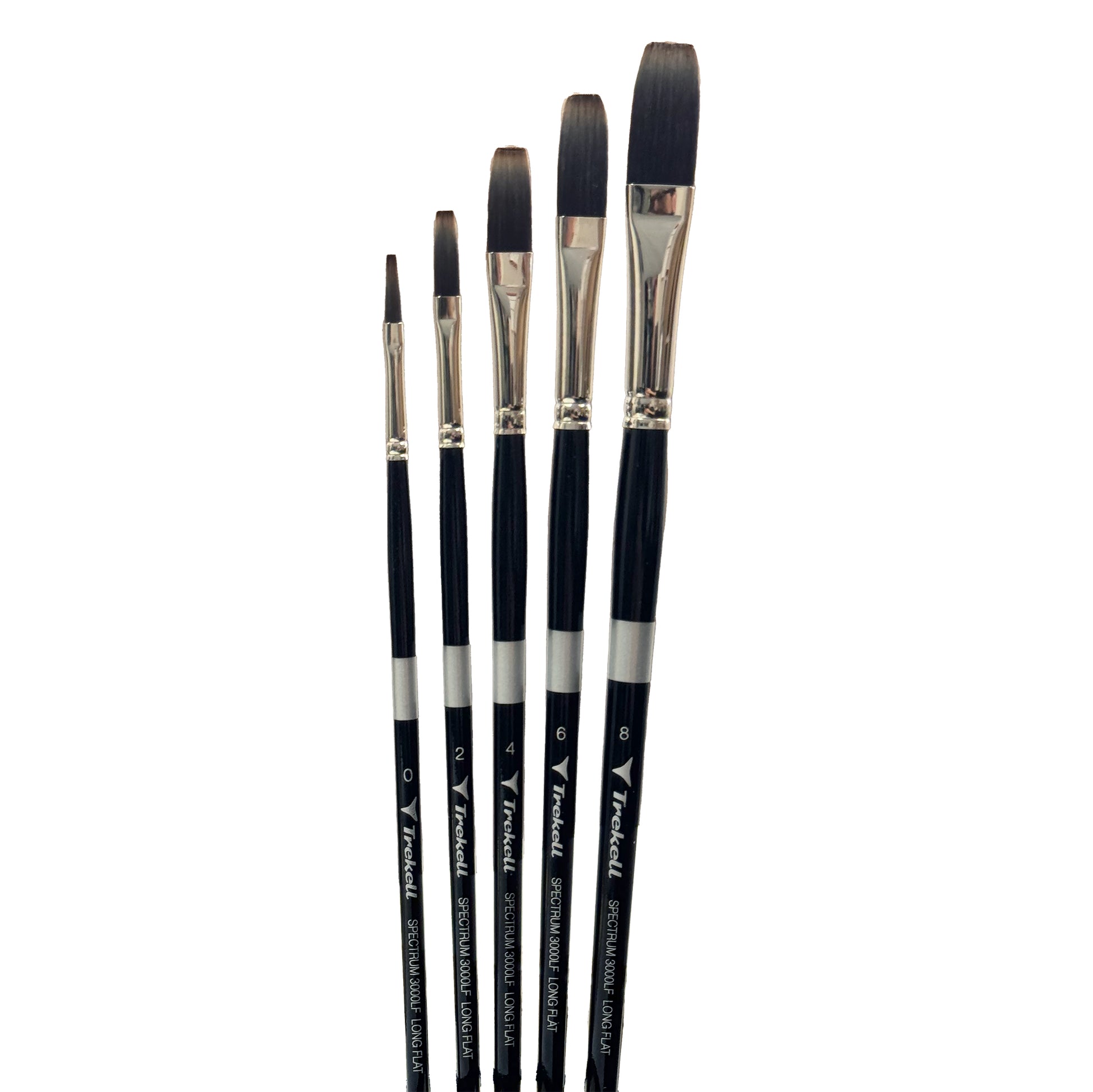 Trekell Spectrum Complete Long Flat Brush Set is designed for acrylic, oil, watercolor, and more