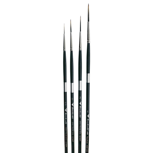 Trekell Spectrum Complete Script Rigger Brush Set is designed for acrylic, oil, watercolor, and more.