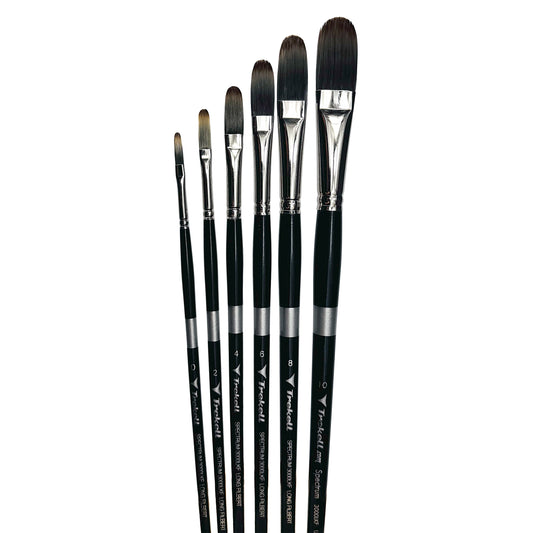Trekell Spectrum Long Handle Artist Brush, Complete Set Long Filbert, Long handle design ideal for acrylic, oil, watercolor & more.
