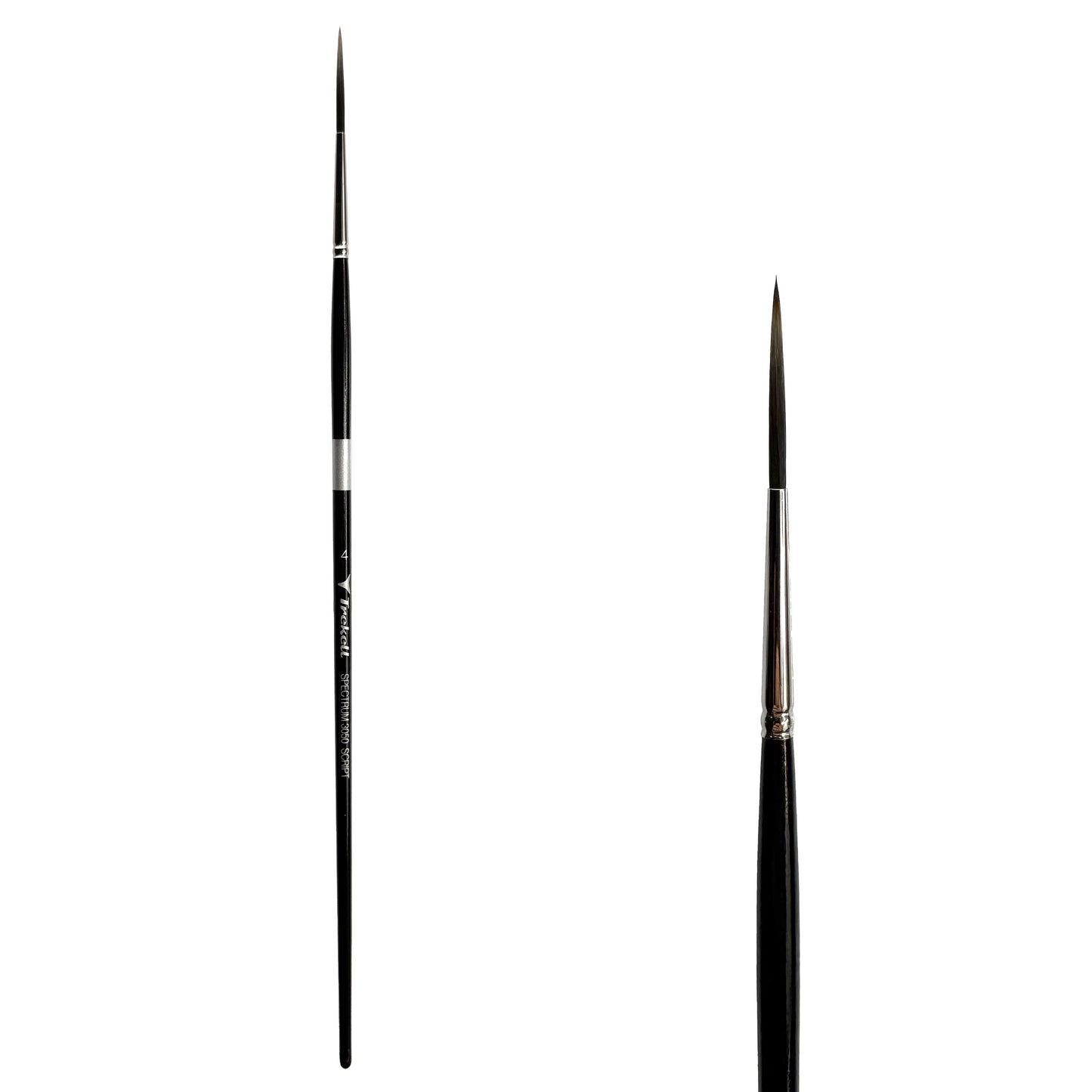 Trekell Spectrum Long Handle Artist Brush, size #4 Script Rigger, Long handle design ideal for acrylic, oil, watercolor & more.