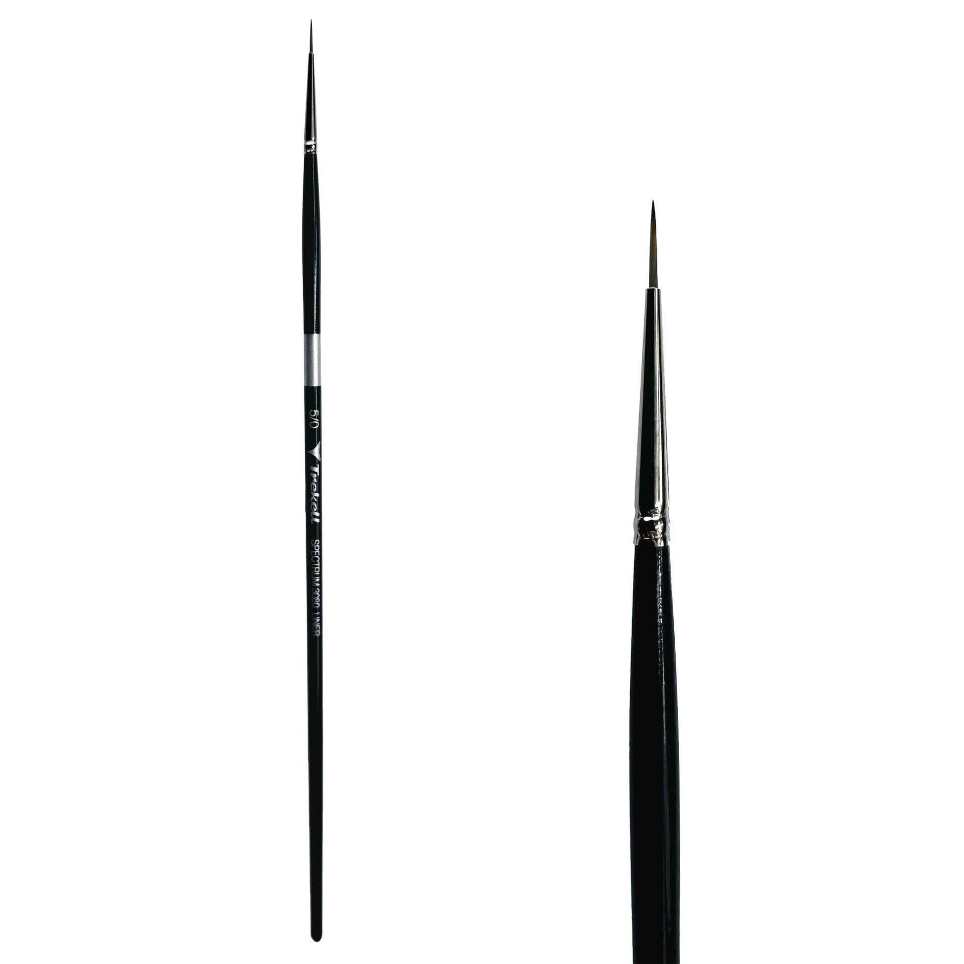 Trekell Spectrum Long Handle Artist Brush, size #5/0 Liner, Long handle design ideal for acrylic, oil, watercolor & more.