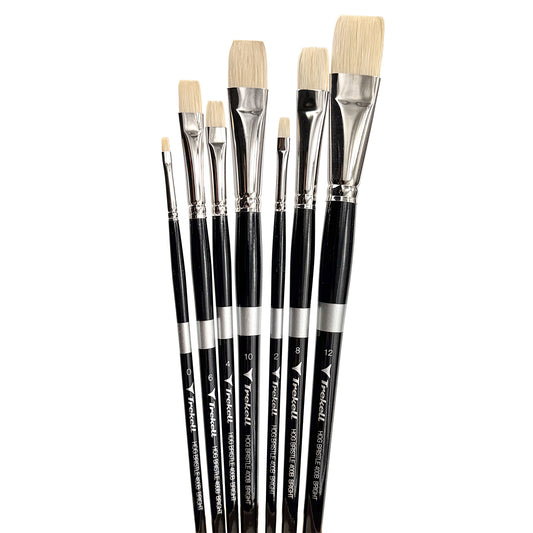 Trekell Trekell Hog Bristle Long Handle Artist Brush, Complete Set, Bright, ideal for Oil and Acrylic Painting
