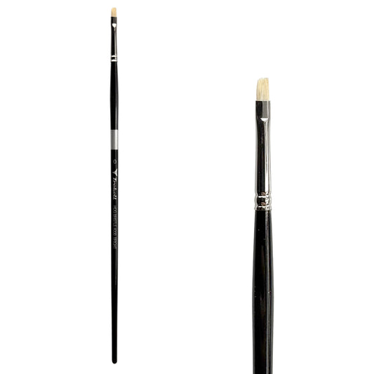Trekell Trekell Hog Bristle Long Handle Artist Brush, size #0 Bright, ideal for Oil and Acrylic Painting