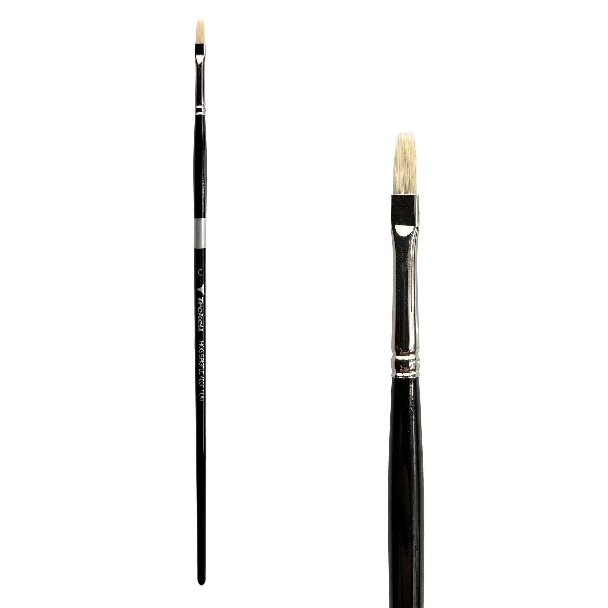 Trekell Trekell Hog Bristle Long Handle Artist Brush, size #0 Flat, ideal for Oil and Acrylic Painting