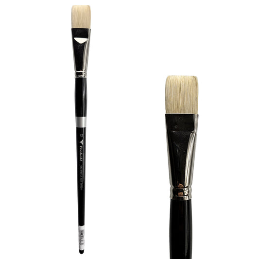 Trekell Trekell Hog Bristle Long Handle Artist Brush, size #12 Bright, ideal for Oil and Acrylic Painting
