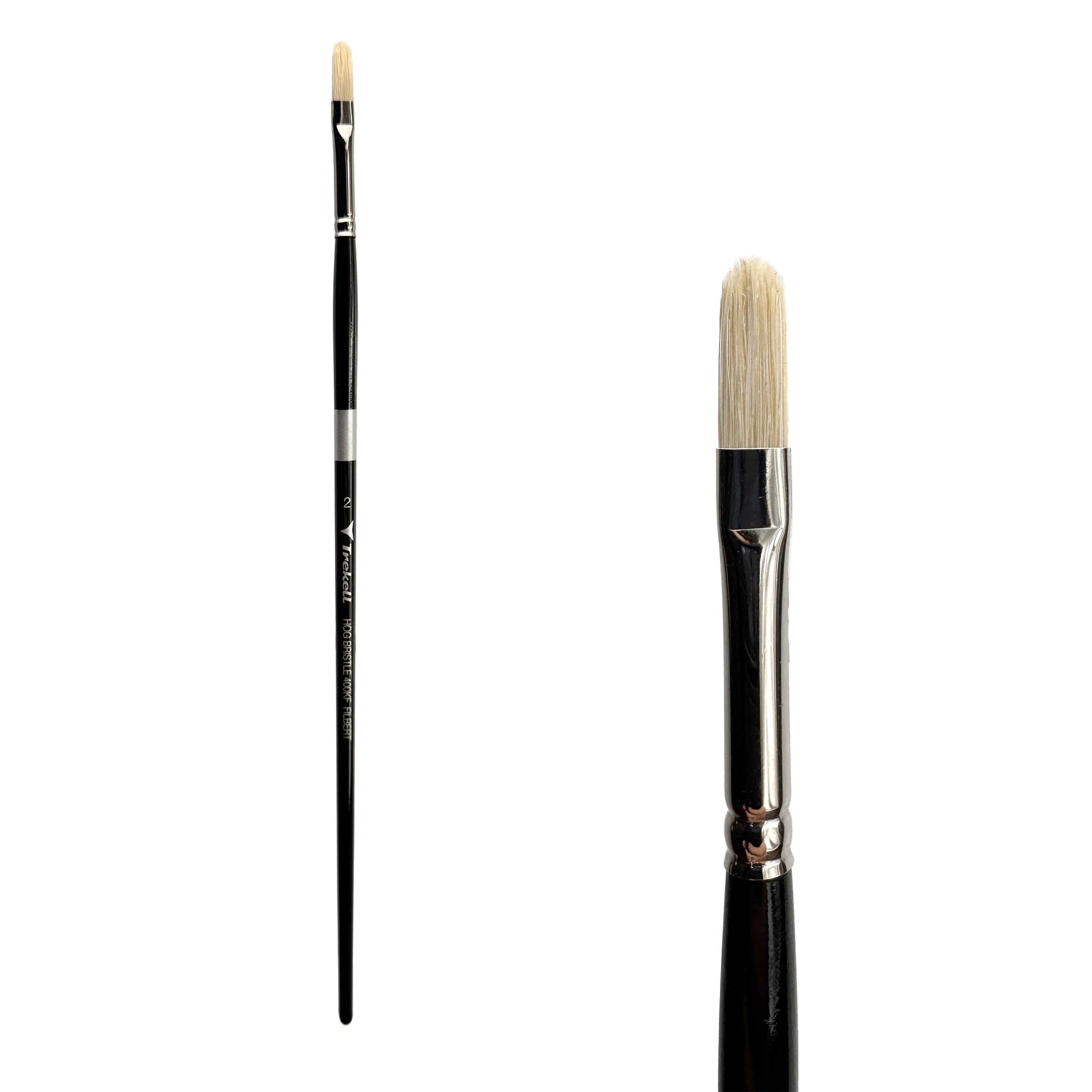 Trekell Trekell Hog Bristle Long Handle Artist Brush, size #2 Filbert, ideal for Oil and Acrylic Painting
