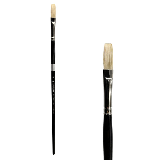Trekell Trekell Hog Bristle Long Handle Artist Brush, size #4 Long Flat, ideal for Oil and Acrylic Painting