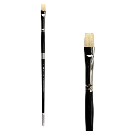 Trekell Trekell Hog Bristle Long Handle Artist Brush, size #6 Bright, ideal for Oil and Acrylic Painting