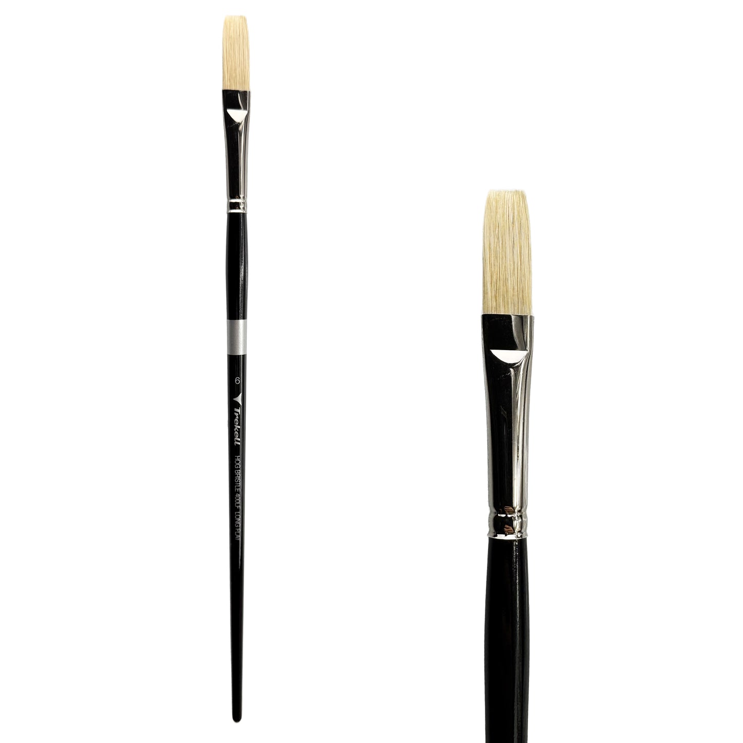Trekell Trekell Hog Bristle Long Handle Artist Brush, size #6 Long Flat, ideal for Oil and Acrylic Painting