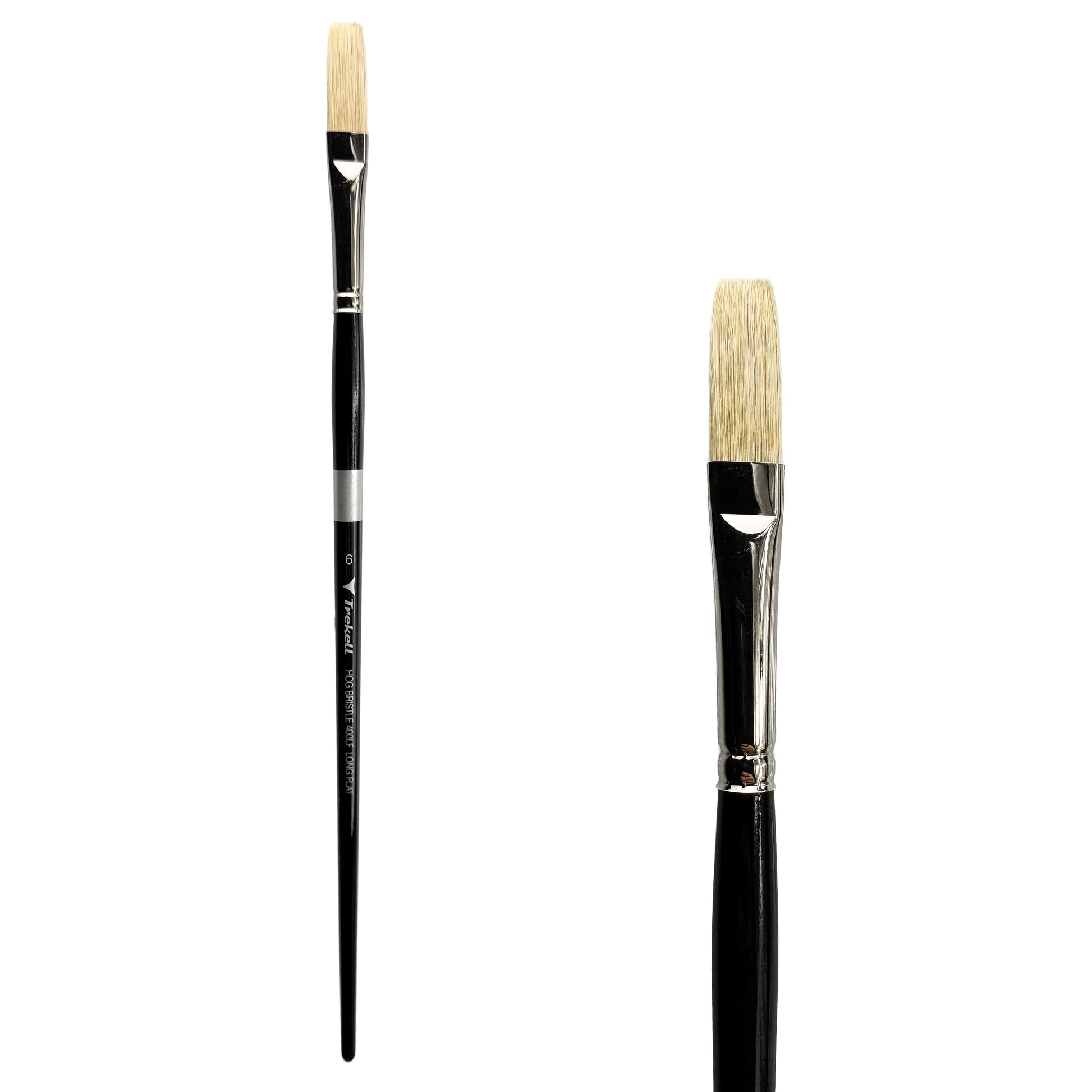 Trekell Trekell Hog Bristle Long Handle Artist Brush, size #6 Long Flat, ideal for Oil and Acrylic Painting