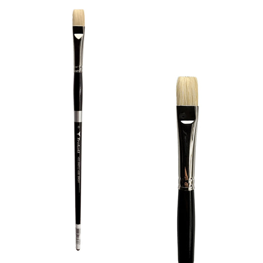 Trekell Trekell Hog Bristle Long Handle Artist Brush, size #8 Bright, ideal for Oil and Acrylic Painting

