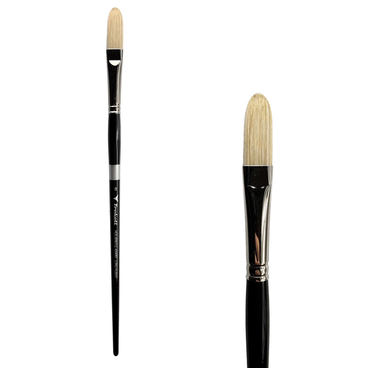 Trekell Trekell Hog Bristle Long Handle Artist Brush, size #8 Long Filbert, ideal for Oil and Acrylic Painting
