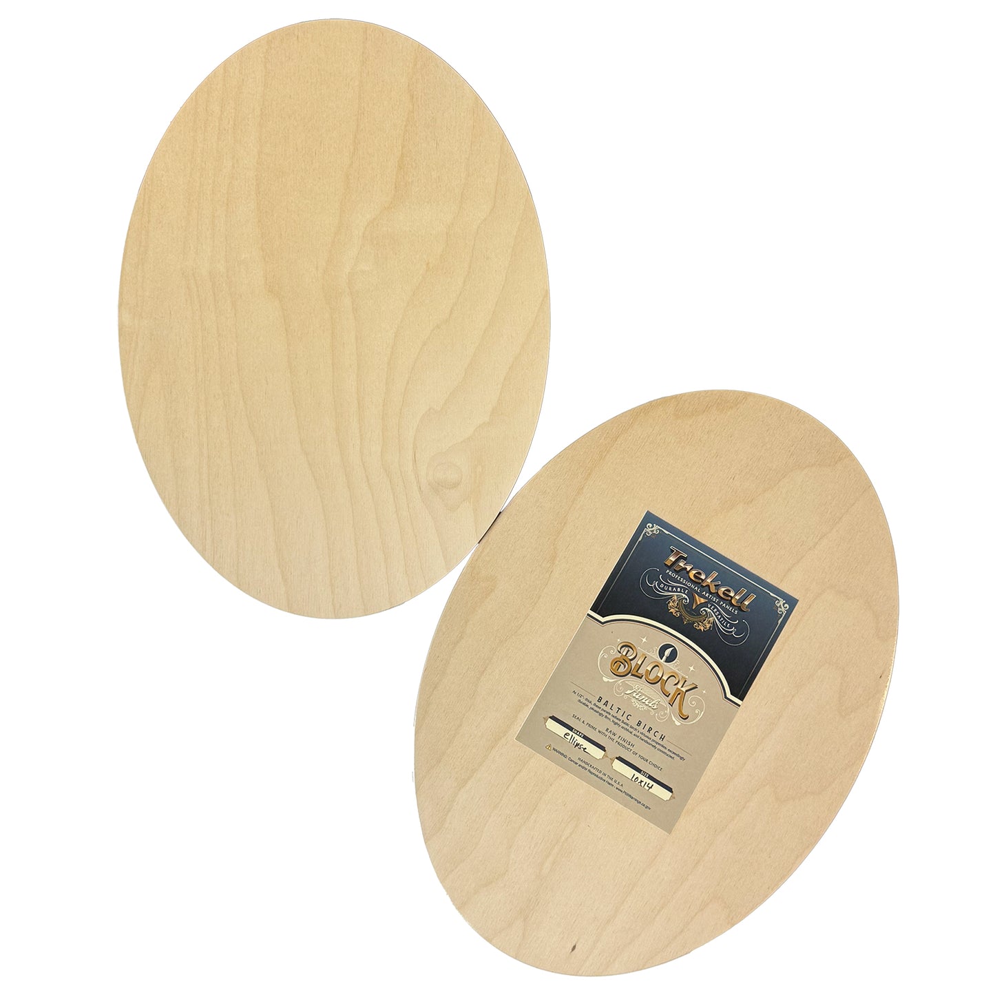 Trekell 10" x 14" unprimed 1/2" Baltic birch oval wood painting panel with pre-sanded smooth surface, durable wooden canvas for oil, acrylic, watercolor, gouache, ink, charcoal, pastel, pencil, and mixed media.