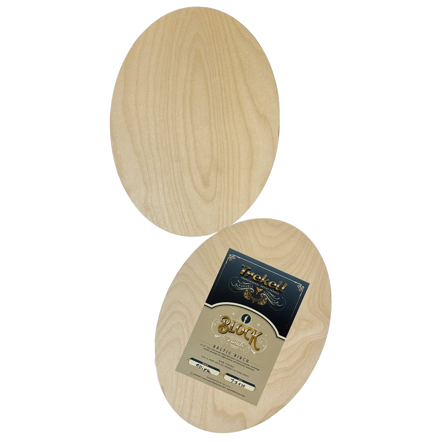Trekell 7.5" x 10" unprimed 1/2" Baltic birch oval wood painting panel with pre-sanded smooth surface, durable wooden canvas for oil, acrylic, watercolor, gouache, ink, charcoal, pastel, pencil, and mixed media.
