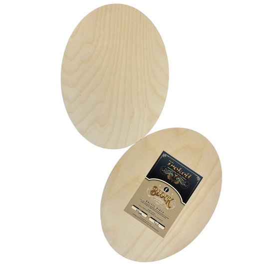 Trekell 9" x 12" unprimed 1/2" Baltic birch oval wood painting panel with pre-sanded smooth surface, durable wooden canvas for oil, acrylic, watercolor, gouache, ink, charcoal, pastel, pencil, and mixed media.