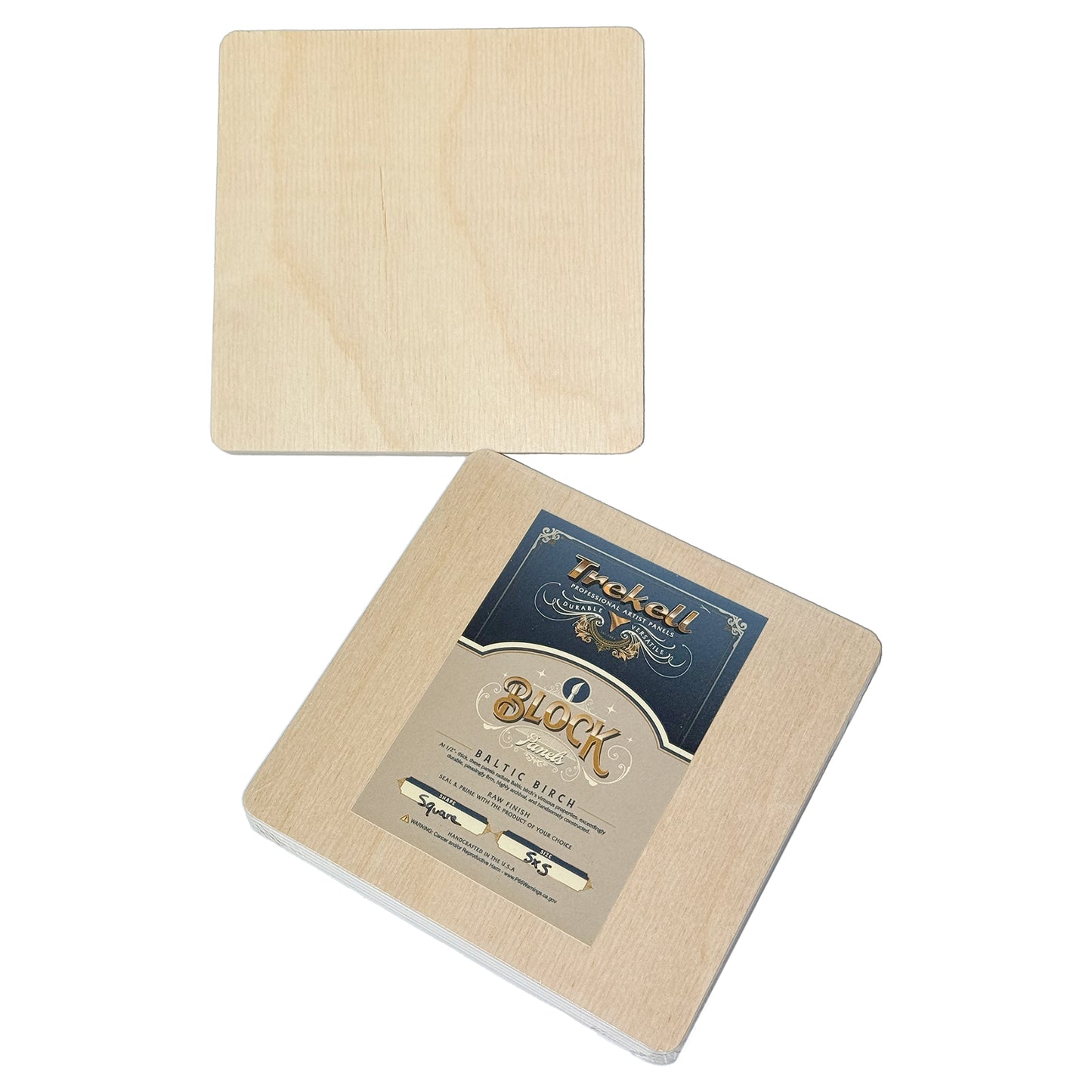Trekell Raw Wood Block Panel - 1/2" Baltic Birch Wooden Painting Canvas