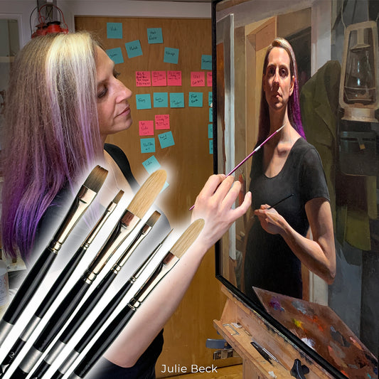 Julie Beck 6-Piece Trekell Brush Set | Synthetic & Natural Hair Brushes for Oil Painting