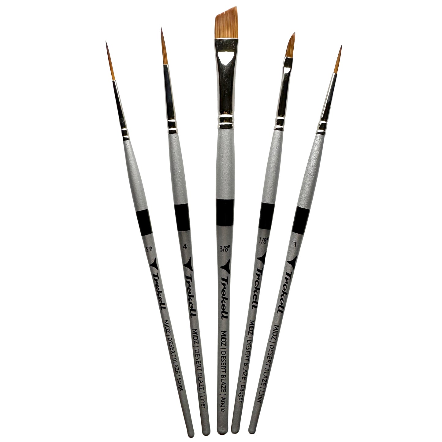 Trekell MIDZ Linework 5 Piece Brush Set - Synthetic Artist Brushes for Linework